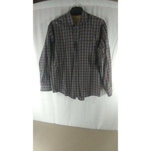 Cabelas Outfitter Series Mens XL Orange Black L/S Button Down Shirt Cotton